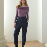 Red topstitched high-rise tapered jeans blue - fasfas