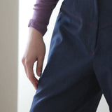 Red topstitched high-rise tapered jeans blue - fasfas