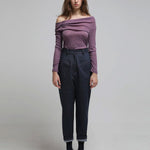 Red topstitched high-rise tapered jeans blue - fasfas