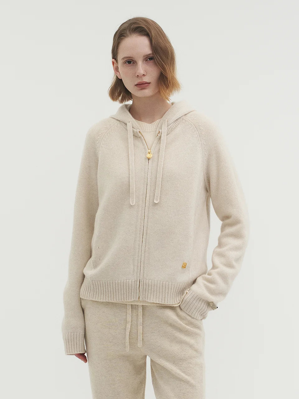 Reese hoodie zip up cardigan chalk ivory - fasfas
