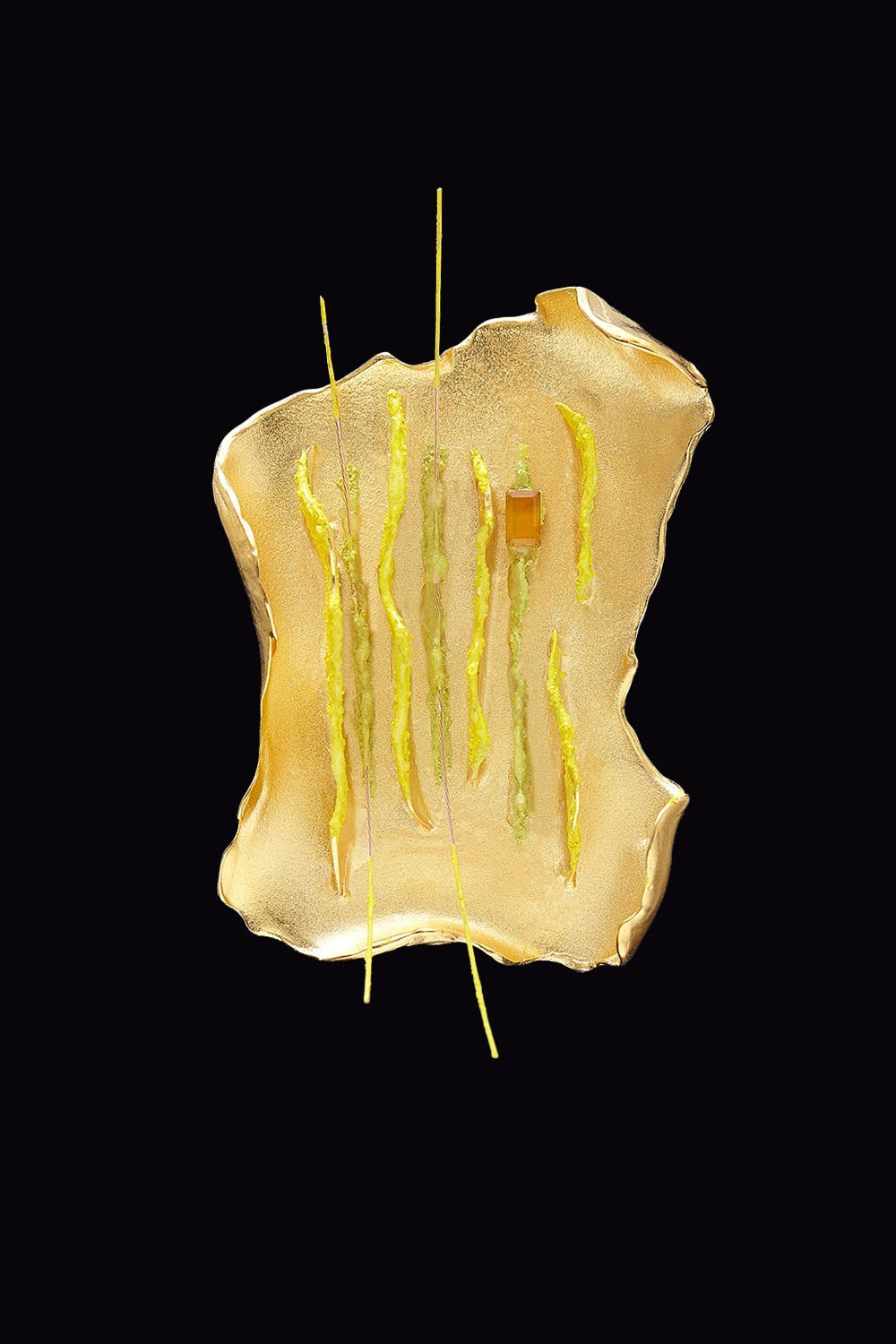 Rhizome objet brooch yellow - fasfas