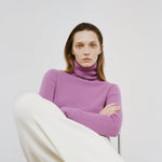 Rib turtle pullover purple – 2/46′ fine cashmere 100% - fasfas