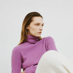 Rib turtle pullover purple – 2/46′ fine cashmere 100% - fasfas