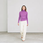 Rib turtle pullover purple – 2/46′ fine cashmere 100% - fasfas