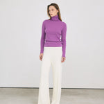 Rib turtle pullover purple – 2/46′ fine cashmere 100% - fasfas