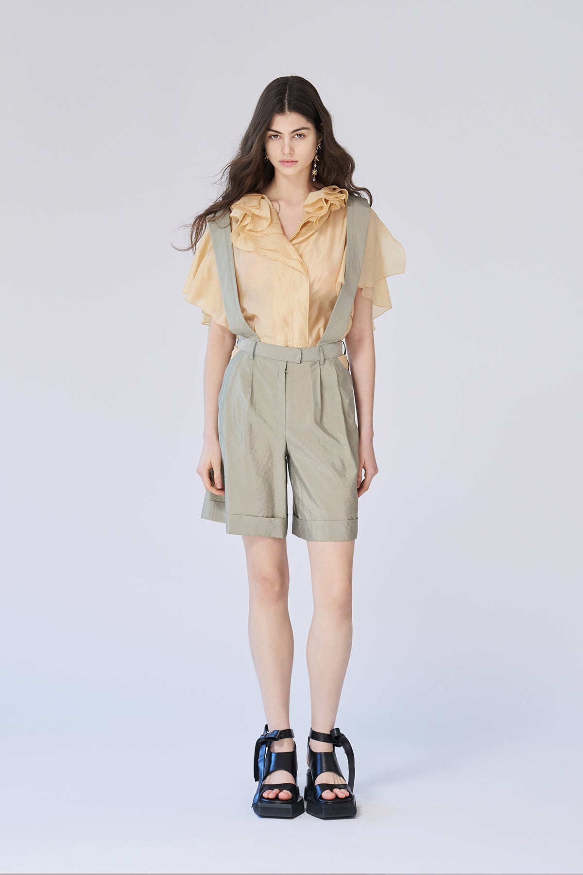 Roll-up wide silk salopette pants - fasfas