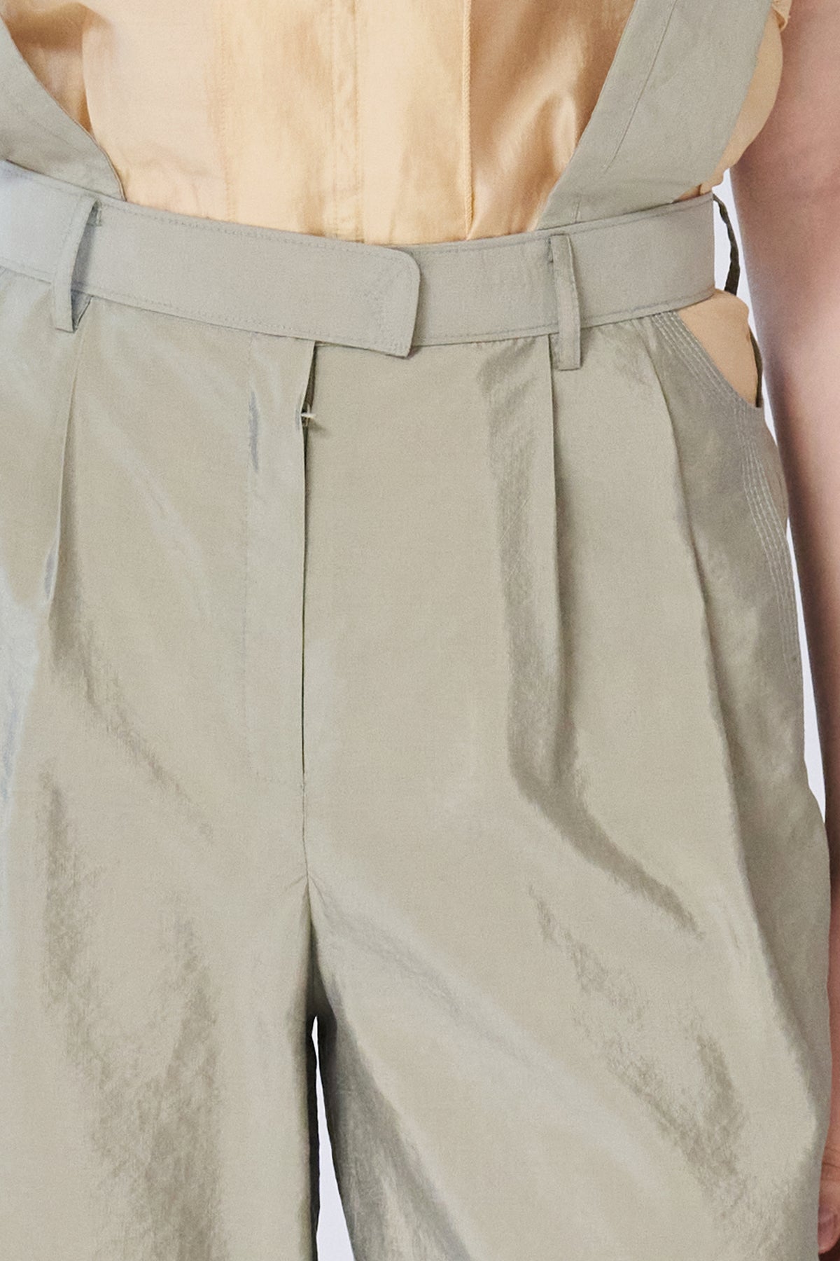 Roll-up wide silk salopette pants - fasfas