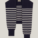 Kaschmir 100% Lucia Streifen Schal Indigo Navy
