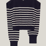 Kaschmir 100% Lucia Streifen Schal Indigo Navy