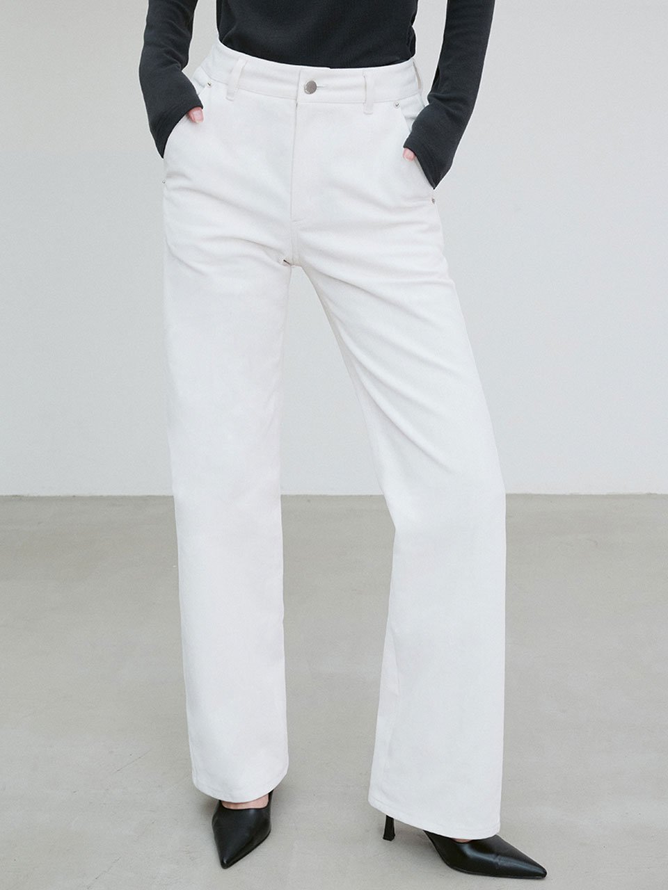 Seam-detail straight-leg denim jeans - fasfas