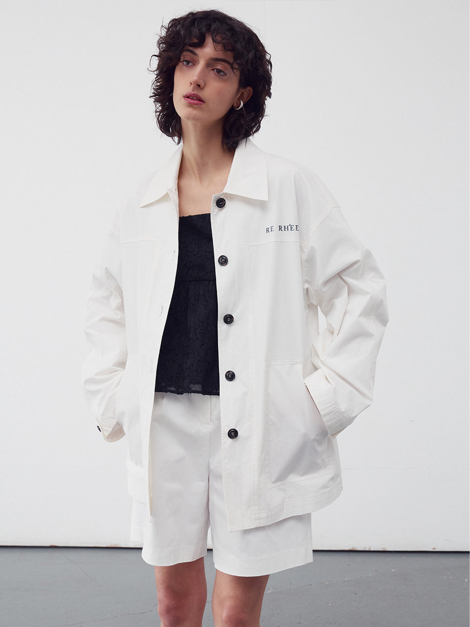 Safari shirt jacket white - fasfas