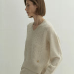 Sara cable sweater custard ivory - fasfas