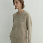 Sara cable sweater oatmeal beige - fasfas
