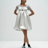 Silver jacquard balloon dress - fasfas