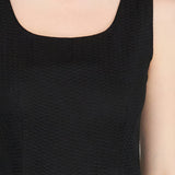 Sleeveless asymmetric black silk dress - fasfas