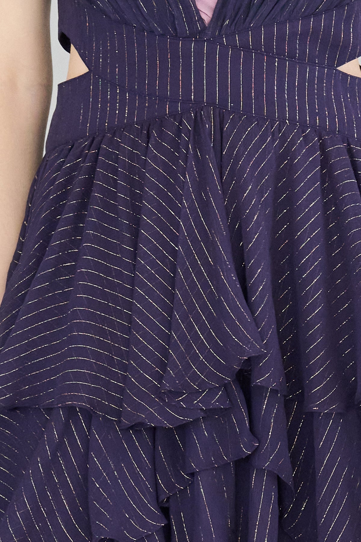 Sleeveless layered cross detail asymmetric silk dress - fasfas