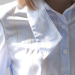 Slim fit asymmetric striped shirt blouse sky blue - fasfas