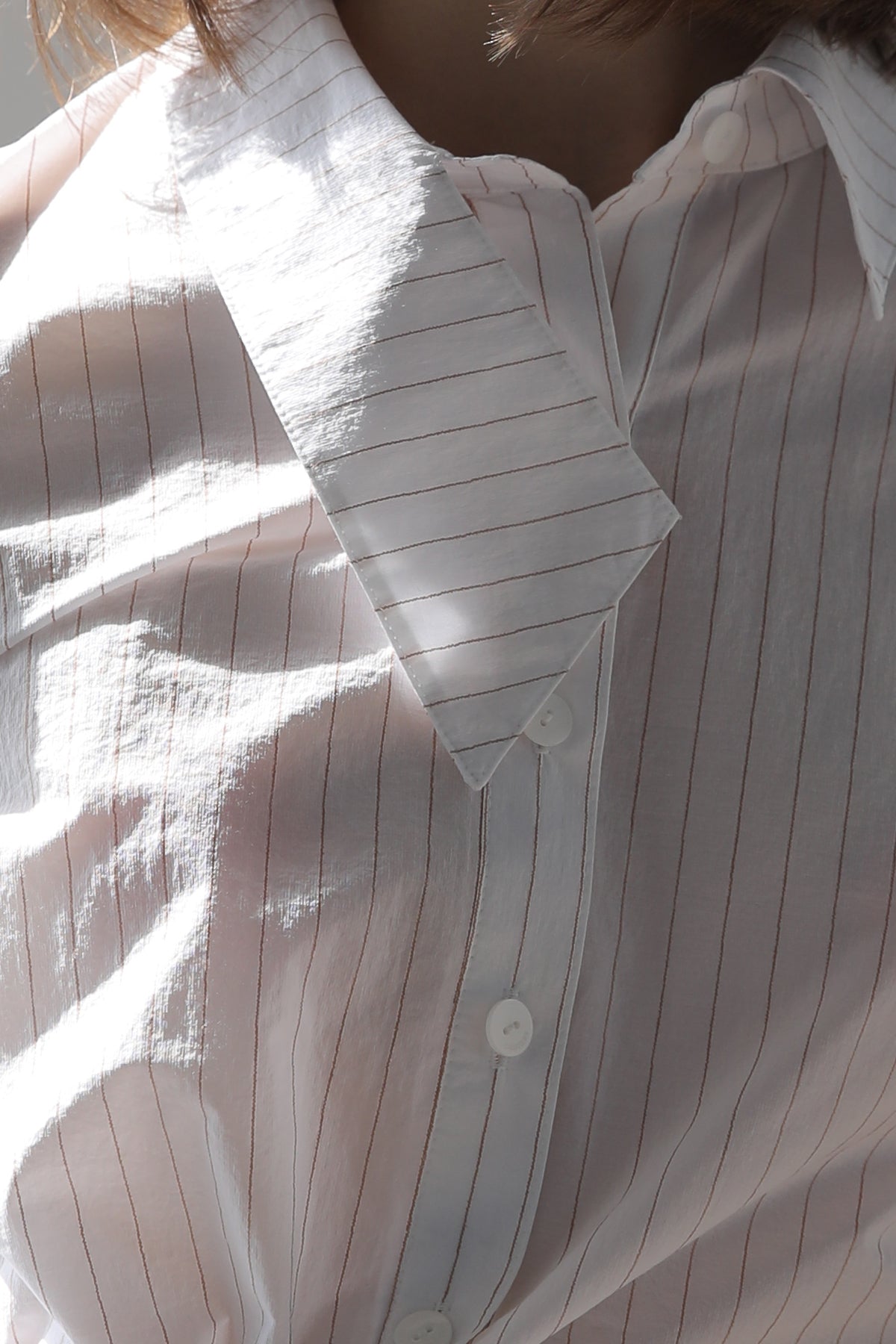 Slim fit asymmetric striped shirt blouse white - fasfas