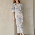 Slim fit cutting knit maxi dress - fasfas