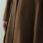 Slim fit no collar handmade wool coat khaki brown - fasfas