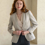 Slim fit v-neck tweed jacket - fasfas