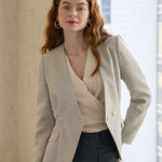 Slim fit v-neck tweed jacket - fasfas