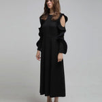 Slim fit cut-out shoulder a-line knit one-piece - fasfas