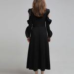 Slim fit cut-out shoulder a-line knit one-piece - fasfas