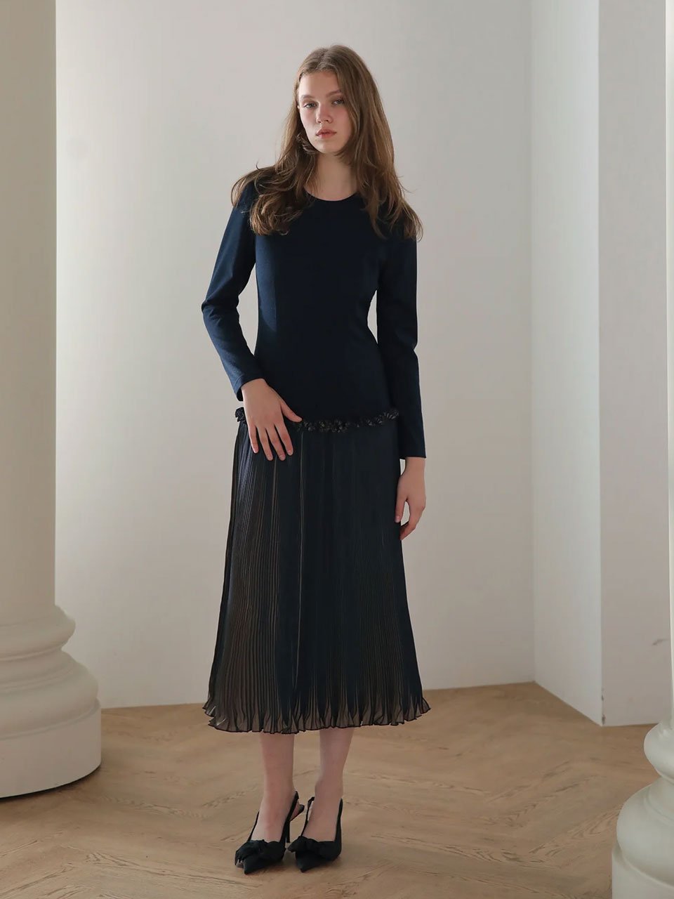 Slim fit low waist pleated one piece - fasfas