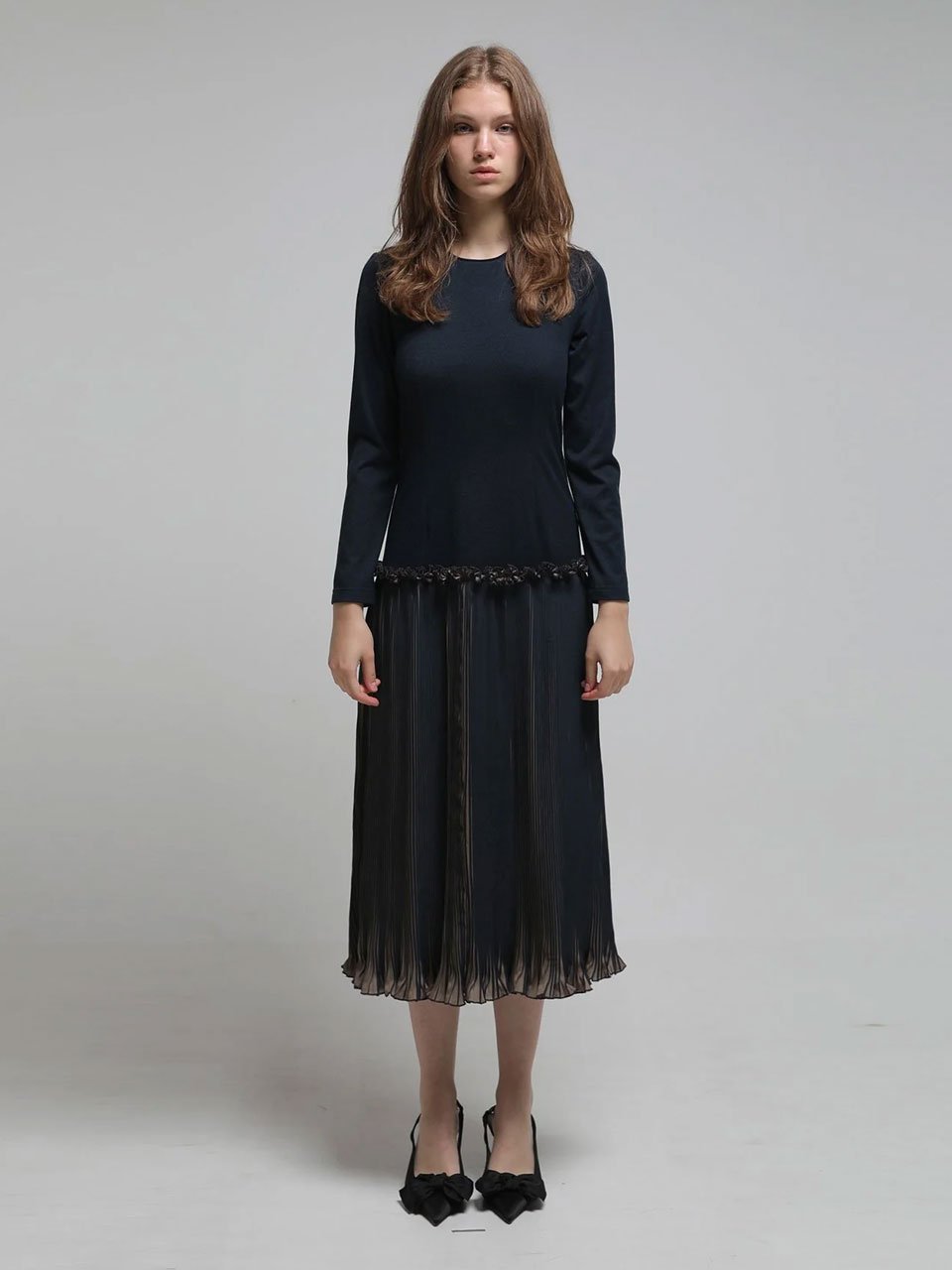 Slim fit low waist pleated one piece - fasfas