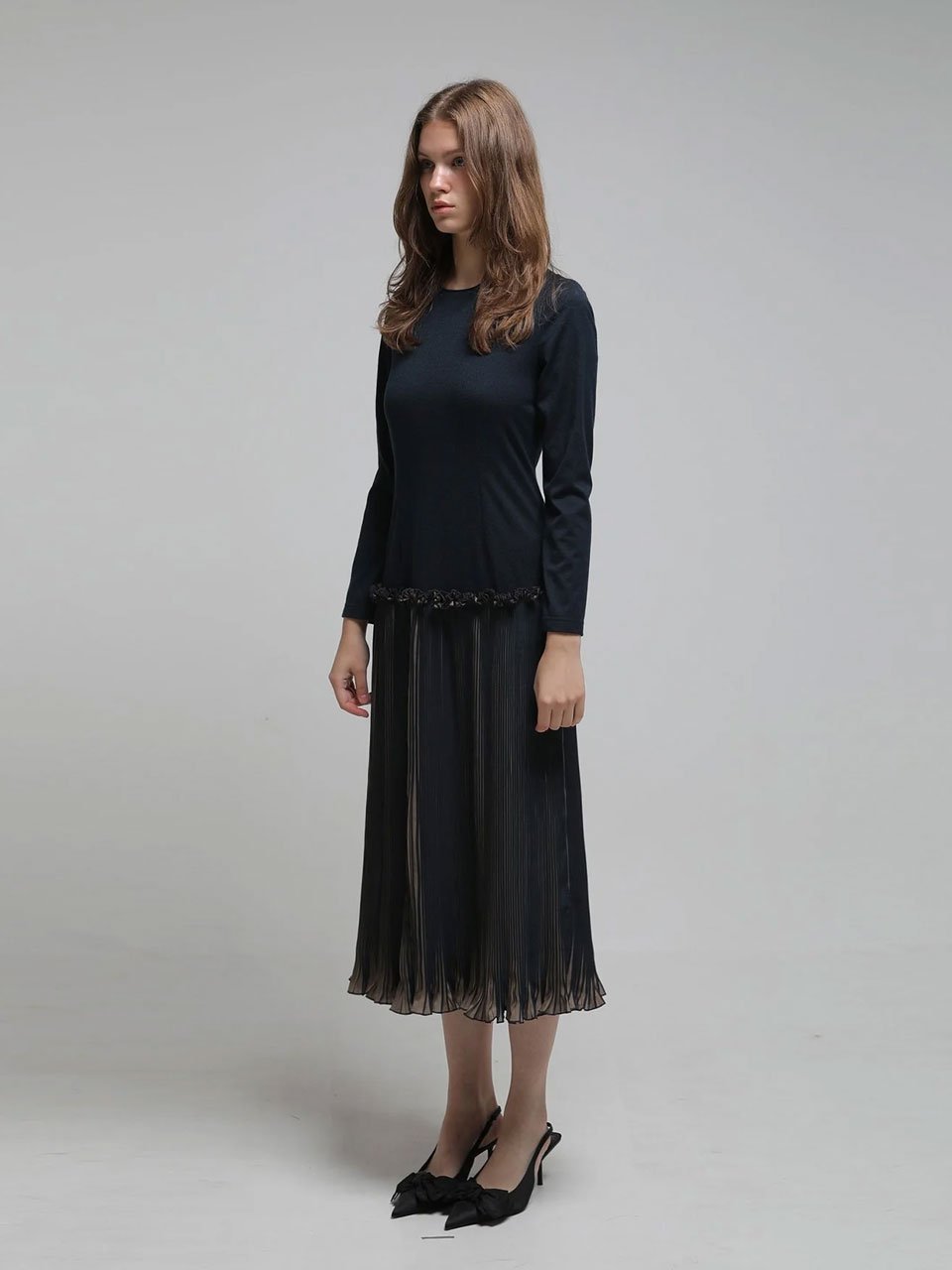 Slim fit low waist pleated one piece - fasfas