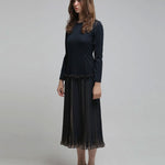 Slim fit low waist pleated one piece - fasfas