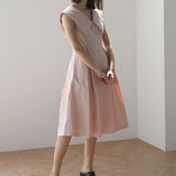 Slim fit wide collar sleeveless dress