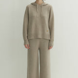 Kaschmir 100% Ines gerade gestrickte Hose naturbeige