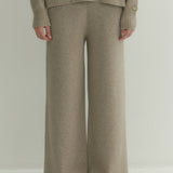 Kaschmir 100% Ines gerade gestrickte Hose naturbeige