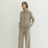 Kaschmir 100% Ines gerade gestrickte Hose naturbeige