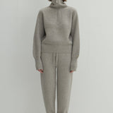 Kaschmir 100% Jimena Jogger-Strickhose helles meliertes Grau