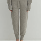 Kaschmir 100% Jimena Jogger-Strickhose helles meliertes Grau