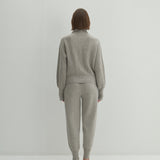 Kaschmir 100% Jimena Jogger-Strickhose helles meliertes Grau