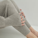Kaschmir 100% Jimena Jogger-Strickhose helles meliertes Grau