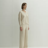 Kaschmir 100% Ines gerade gestrickte Hose Vanillecreme Elfenbein