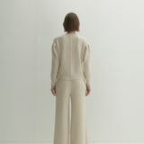 Kaschmir 100% Ines gerade gestrickte Hose Vanillecreme Elfenbein