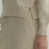 Kaschmir 100% Ines gerade gestrickte Hose Vanillecreme Elfenbein