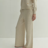 Kaschmir 100% Ines gerade gestrickte Hose Vanillecreme Elfenbein