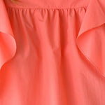 Square neck loose fit ruffle blouse coral - fasfas