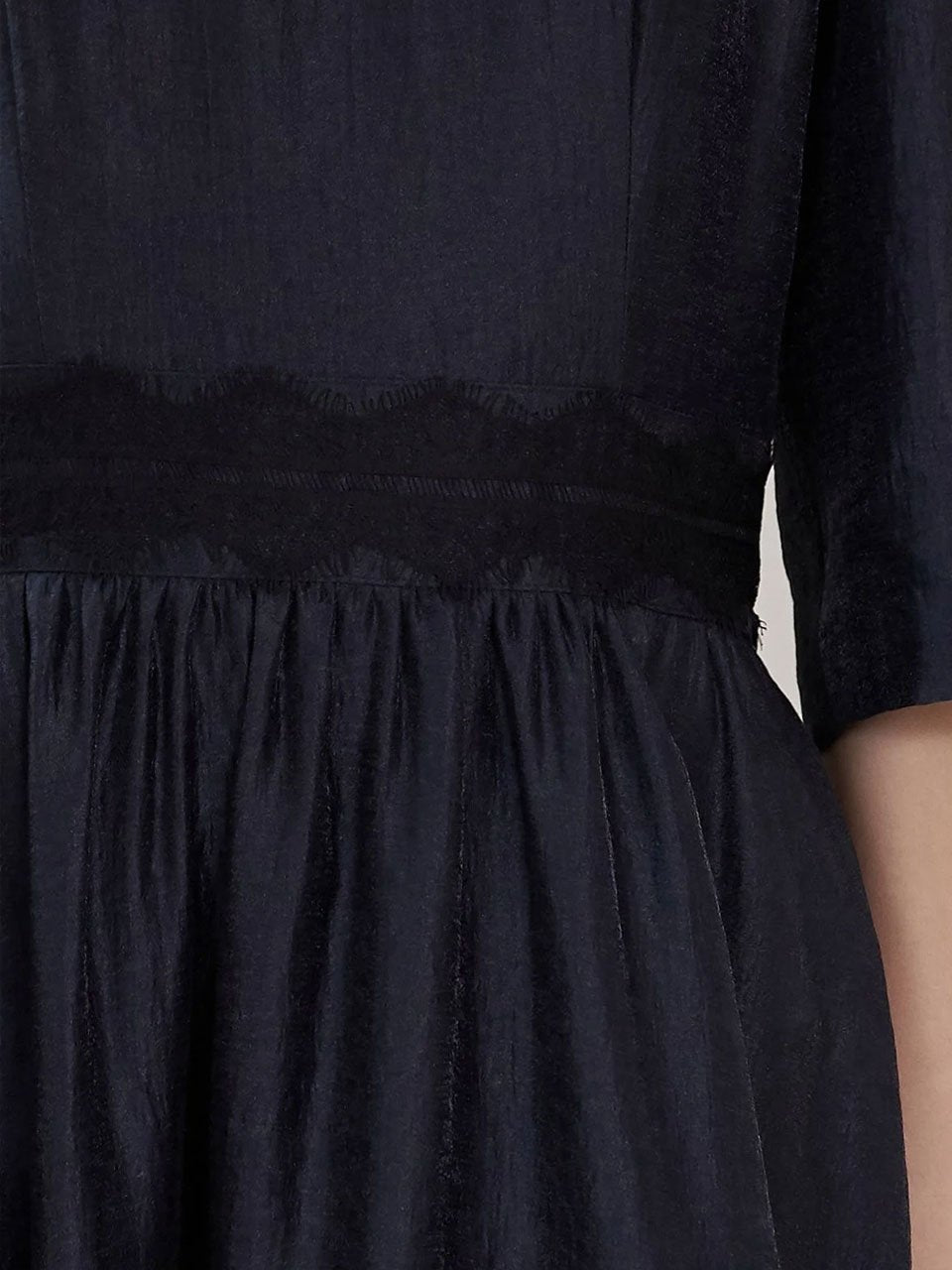 Square neck three-quarter sleeve asymmetric long dress - fasfas