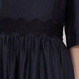 Square neck three-quarter sleeve asymmetric long dress - fasfas