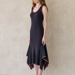 Stretch-knit asymmetric dress black - fasfas