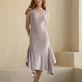 Stretch-knit asymmetric dress languid lavender - fasfas