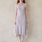 Stretch-knit asymmetric dress languid lavender - fasfas